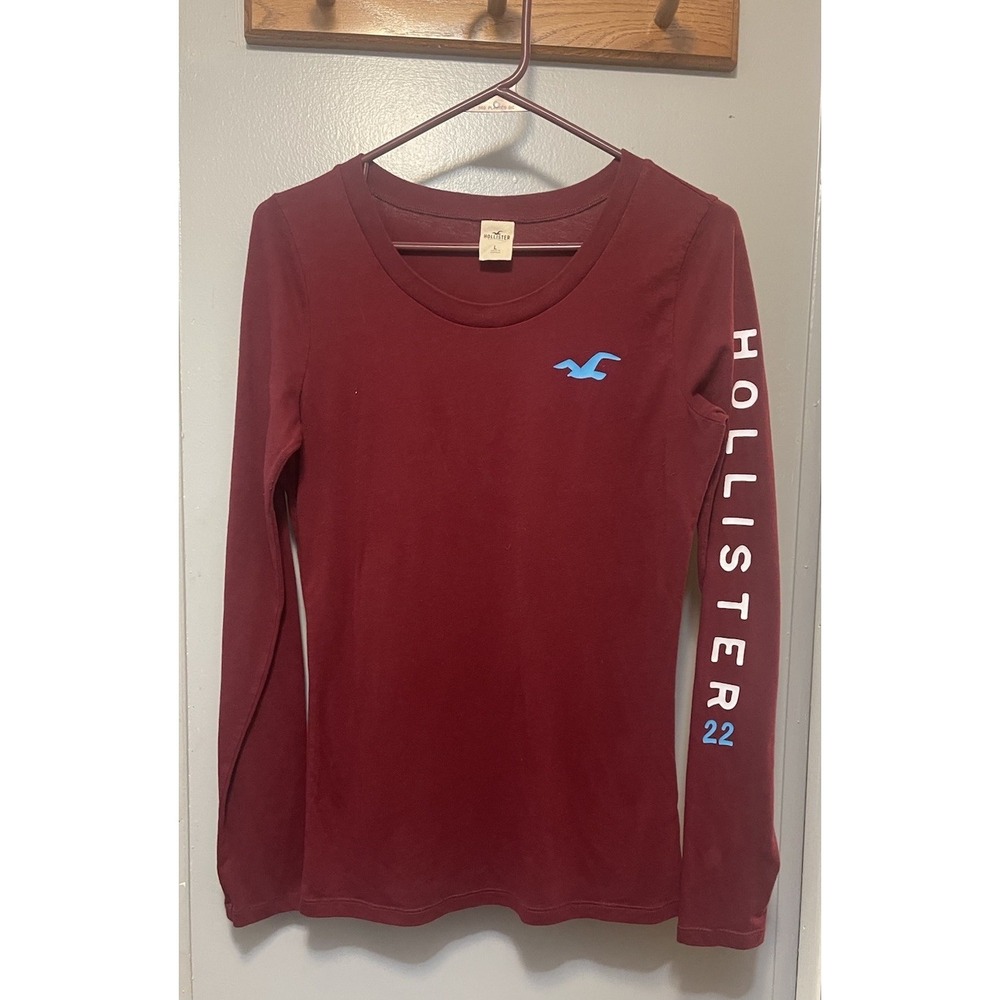 Hollister Long Sleeve Women's T-Shirt Size Large Burgundy